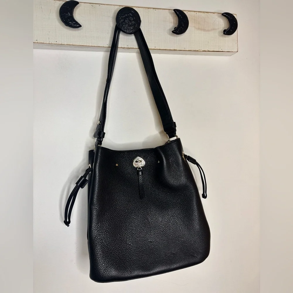 Kate Spade Black Pebble Leather Bucket Bag